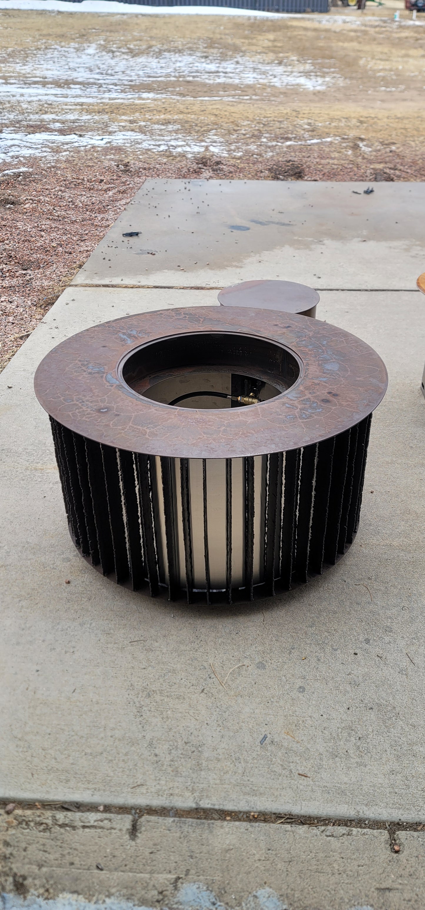 Modern Slat firepit with Stainless Steel Inlay 36"