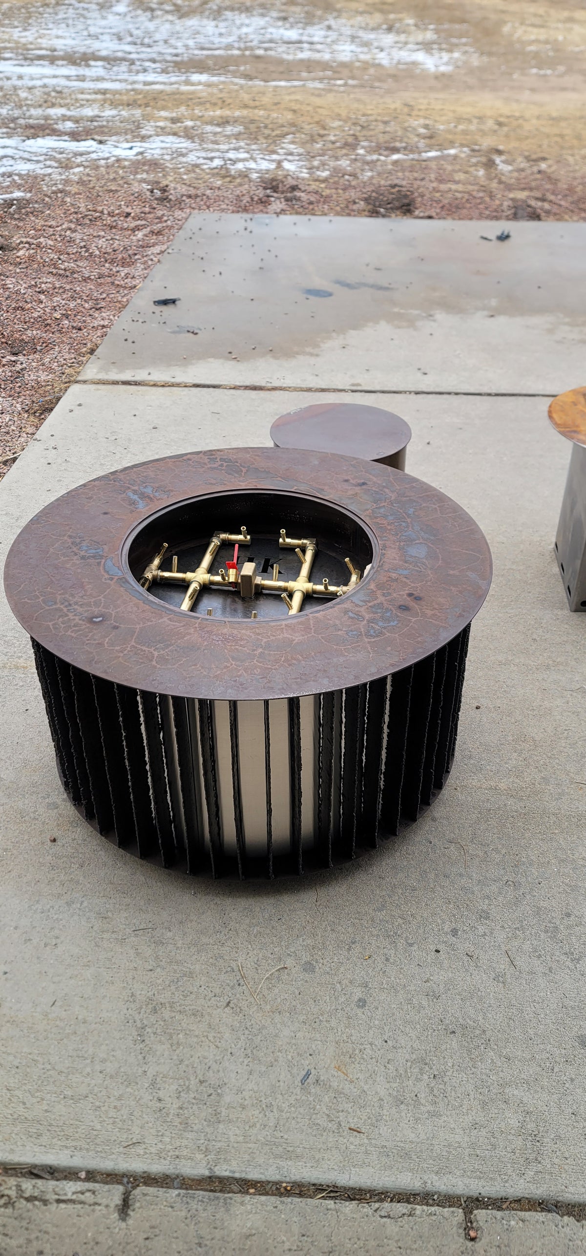 Modern Slat firepit with Stainless Steel Inlay 36"