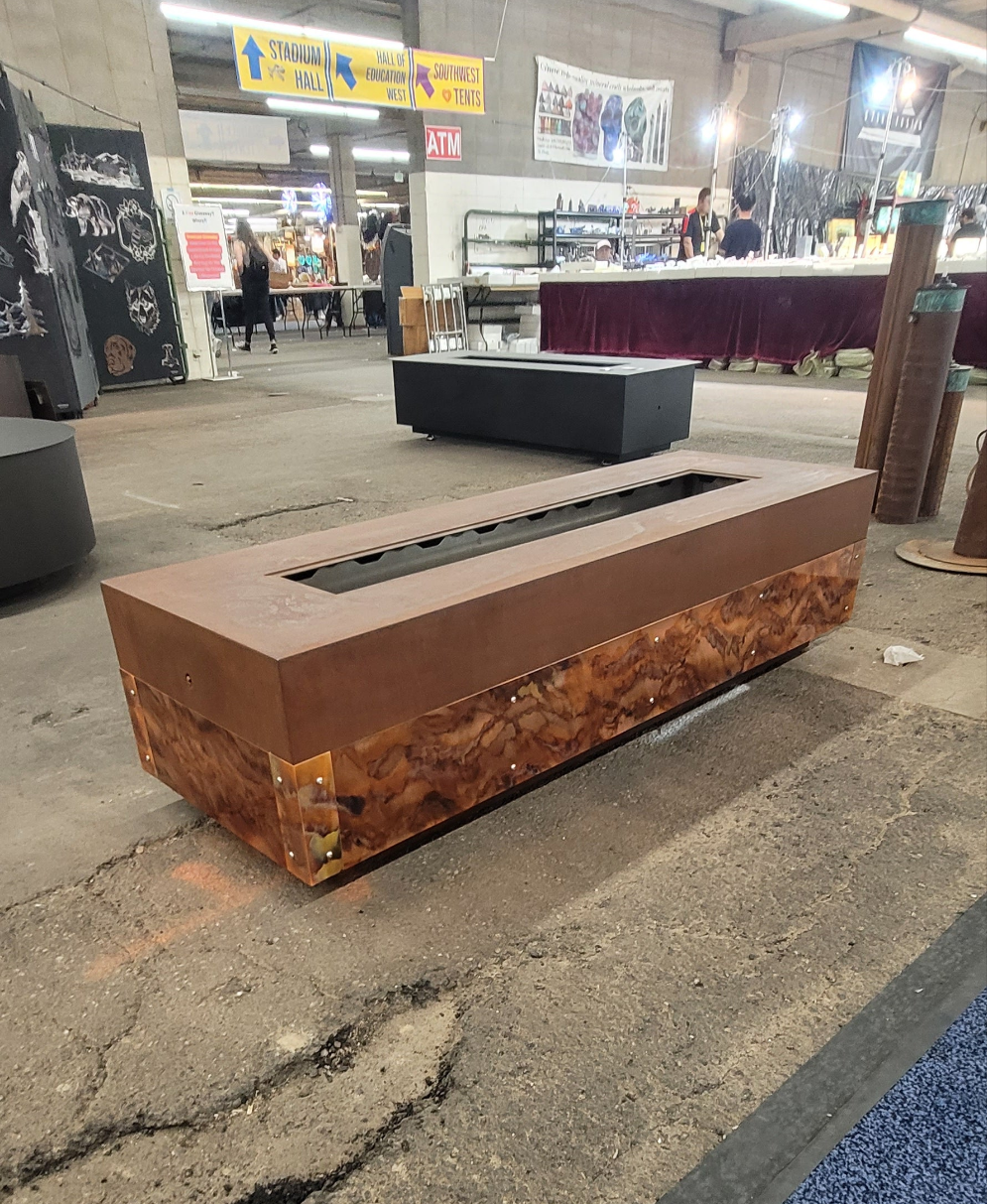 Flamed Copper and oxidized steel