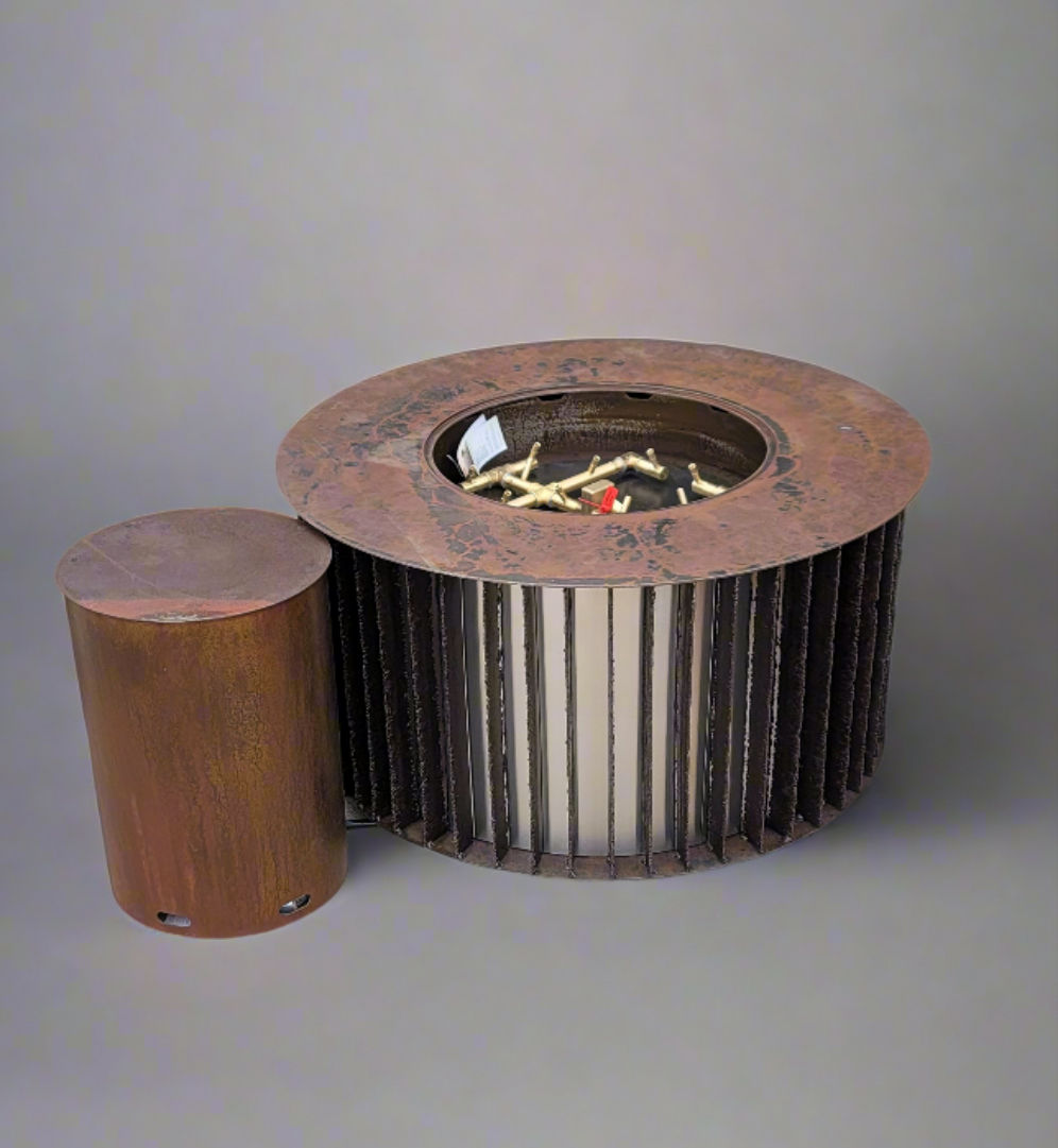 Modern Slat firepit with Stainless Steel Inlay 36"