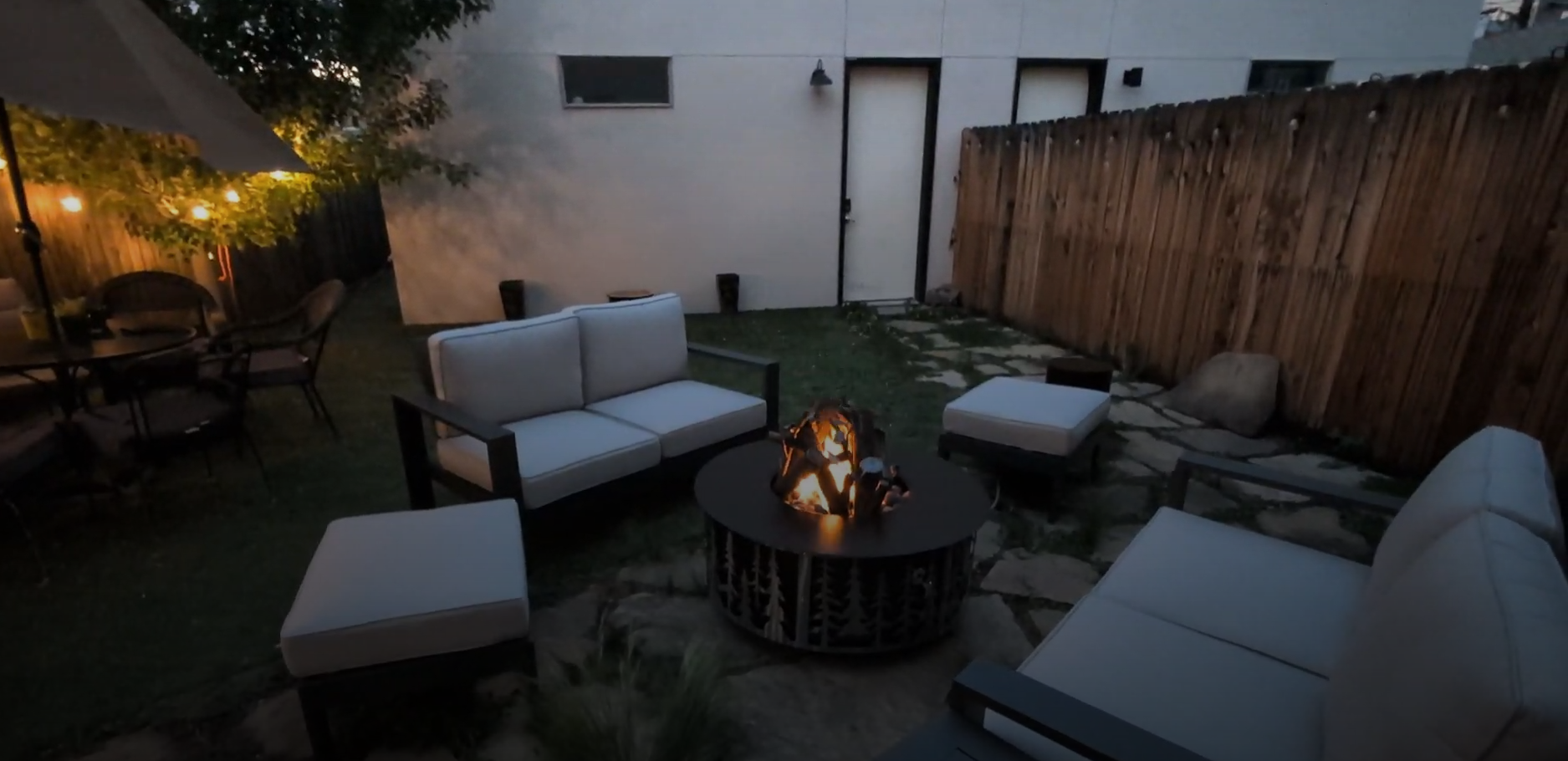 Load video: Video shows our firepit delivery and installation from start to finish. Features our Ever green Fire Pit and Aspen Logs. video by https://patagoniaskyworks.com.