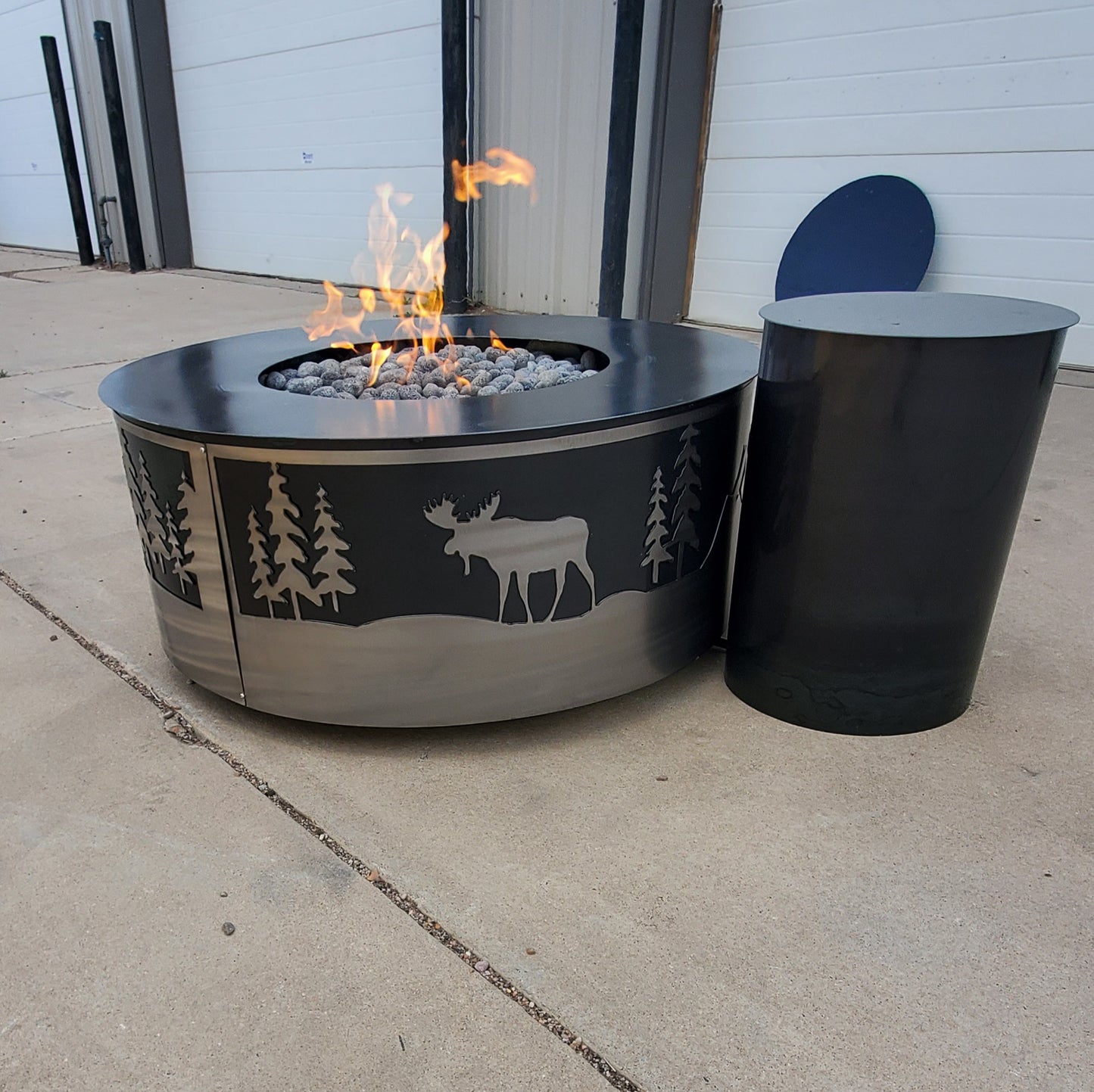 36in Moose & the Mountains Fire pit ( Hot Rolled Steel & Stainless Steel )