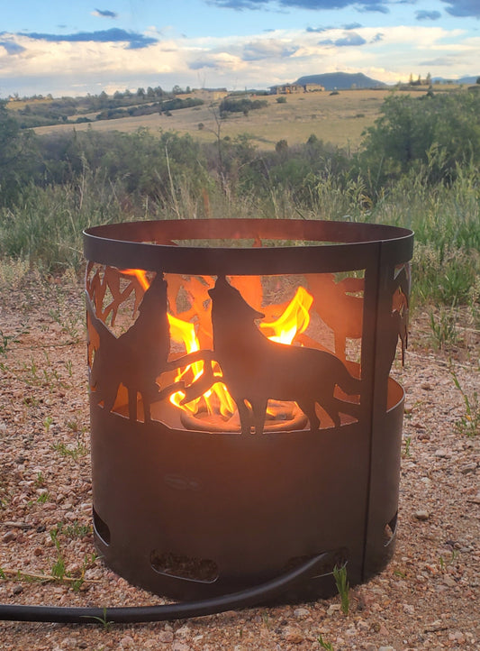 Wolf pack in the Rockies Propane Fire Pit