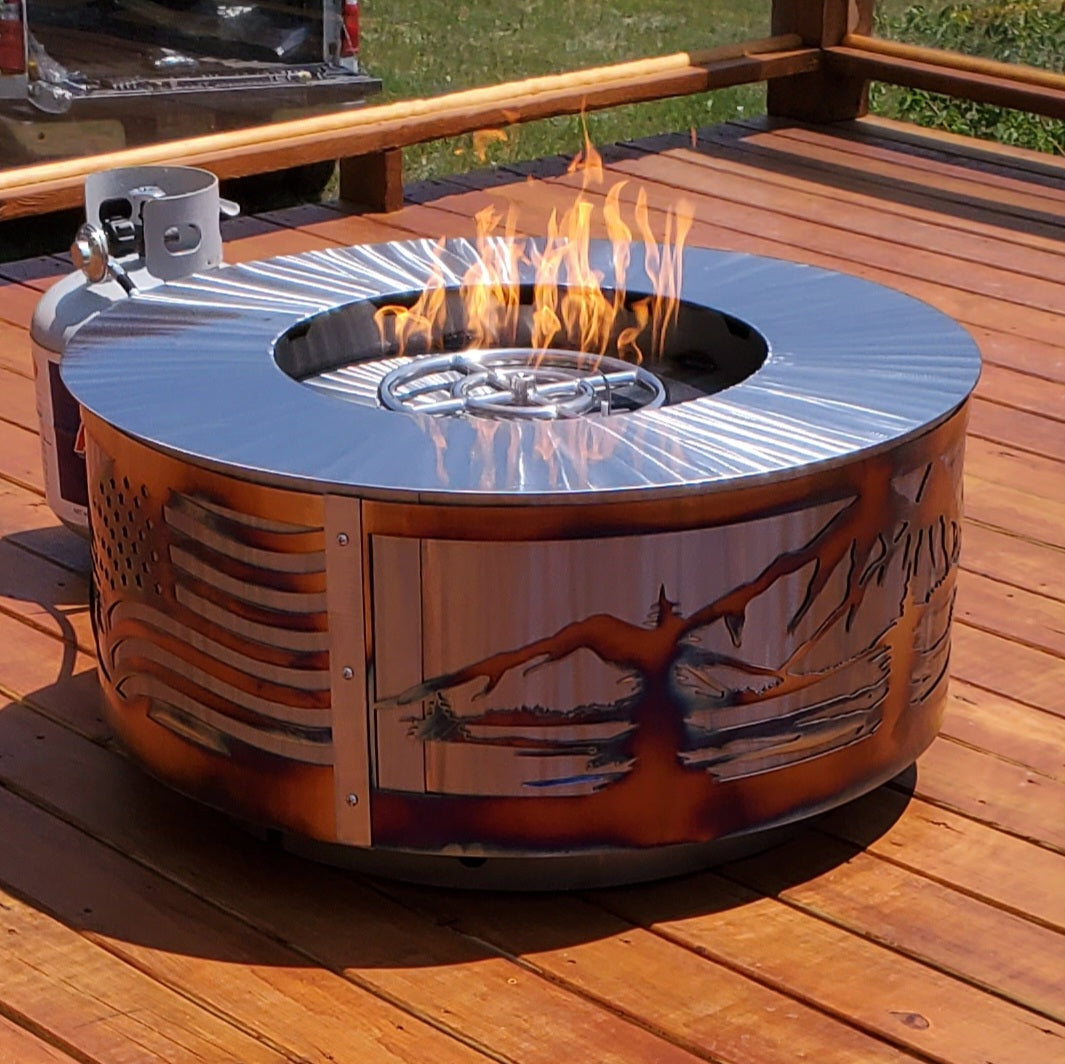 Flamed Patriotic Mountain Fire pit