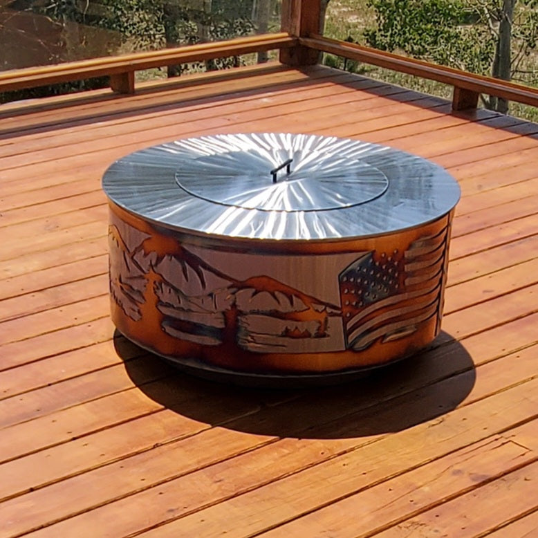 Flamed Patriotic Mountain Fire pit