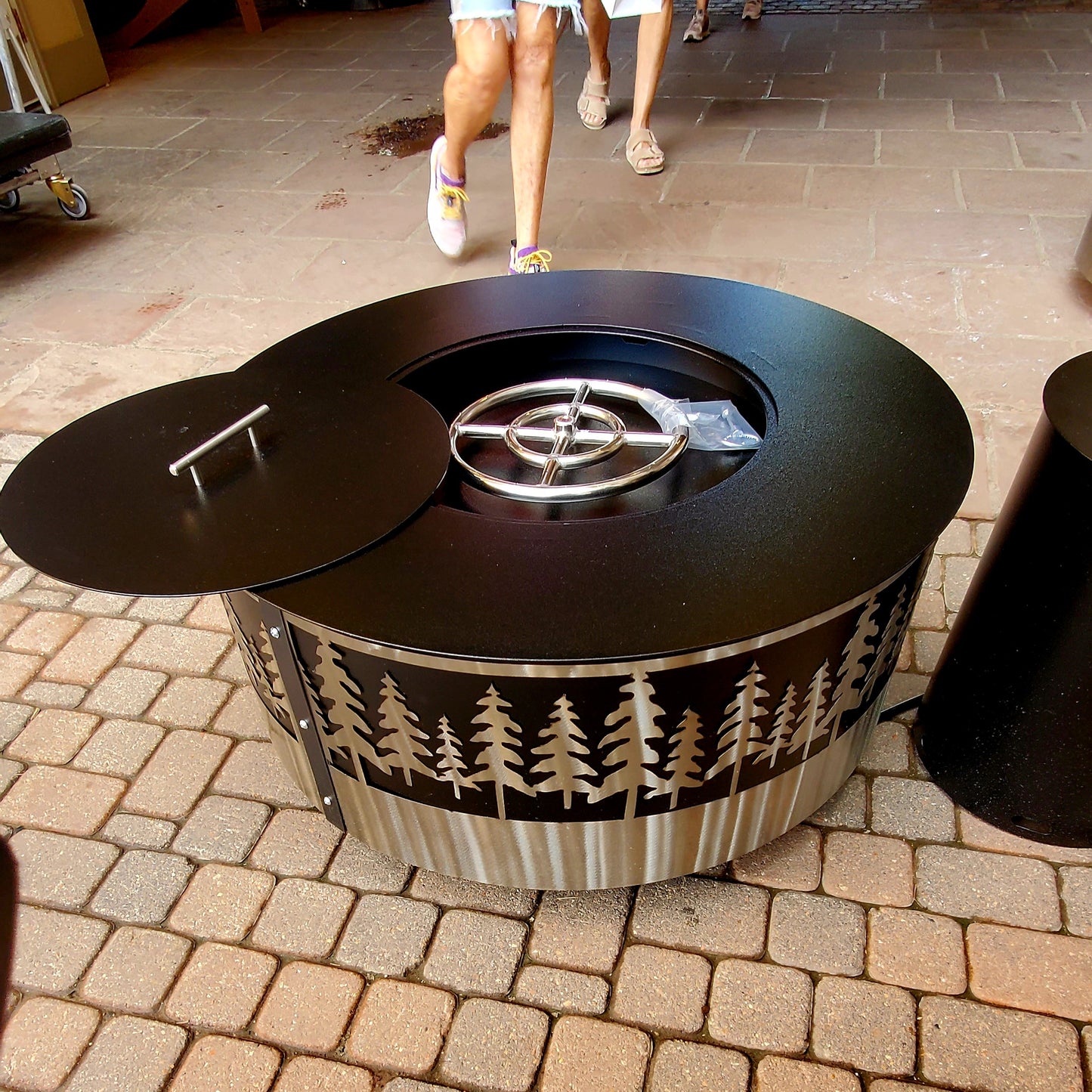 36in Pine Tree Forest Firepit ( Onyx & Stainless Steel )