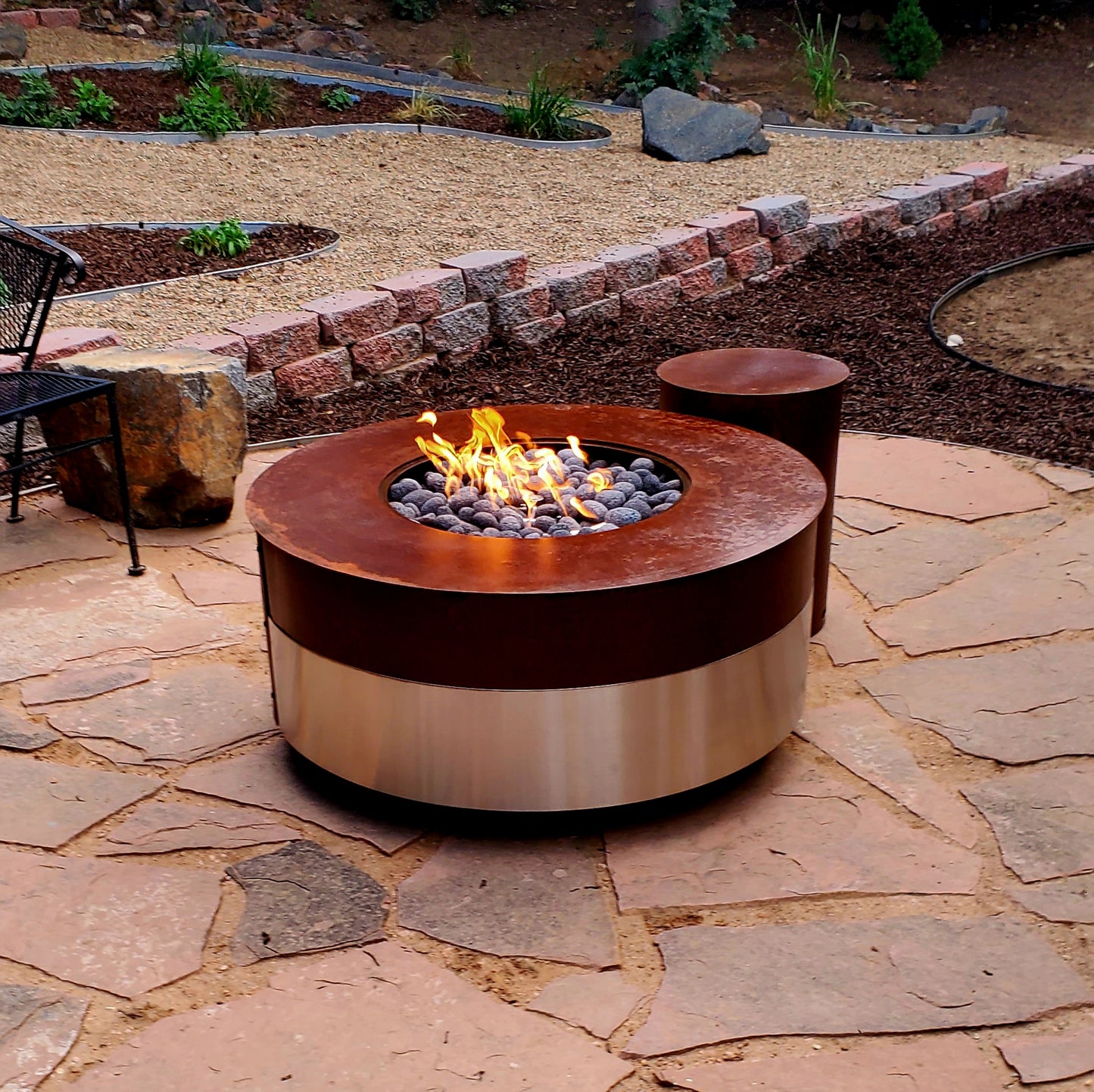 36in Firepit ( Oxidized Steel & Stainless Steel )