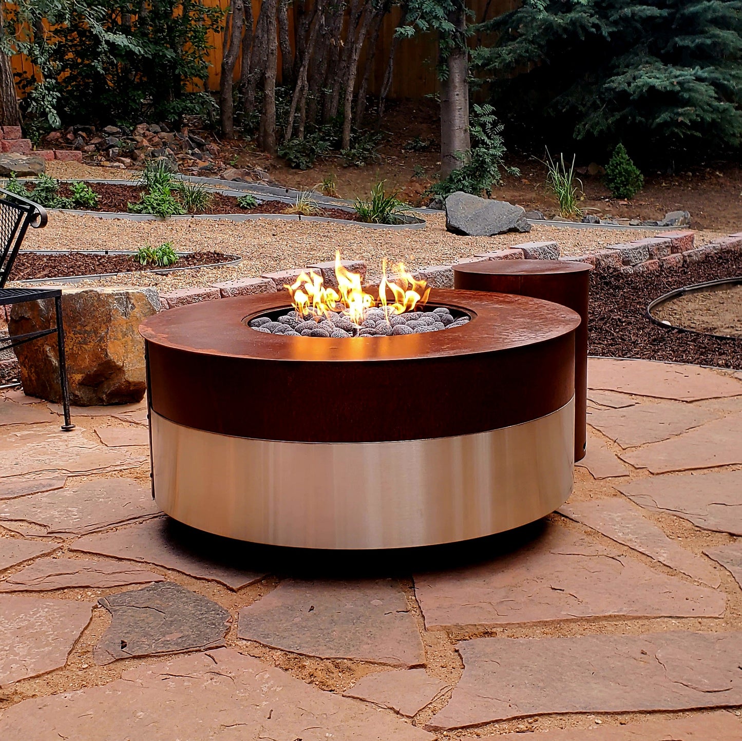 36in Firepit ( Oxidized Steel & Stainless Steel )