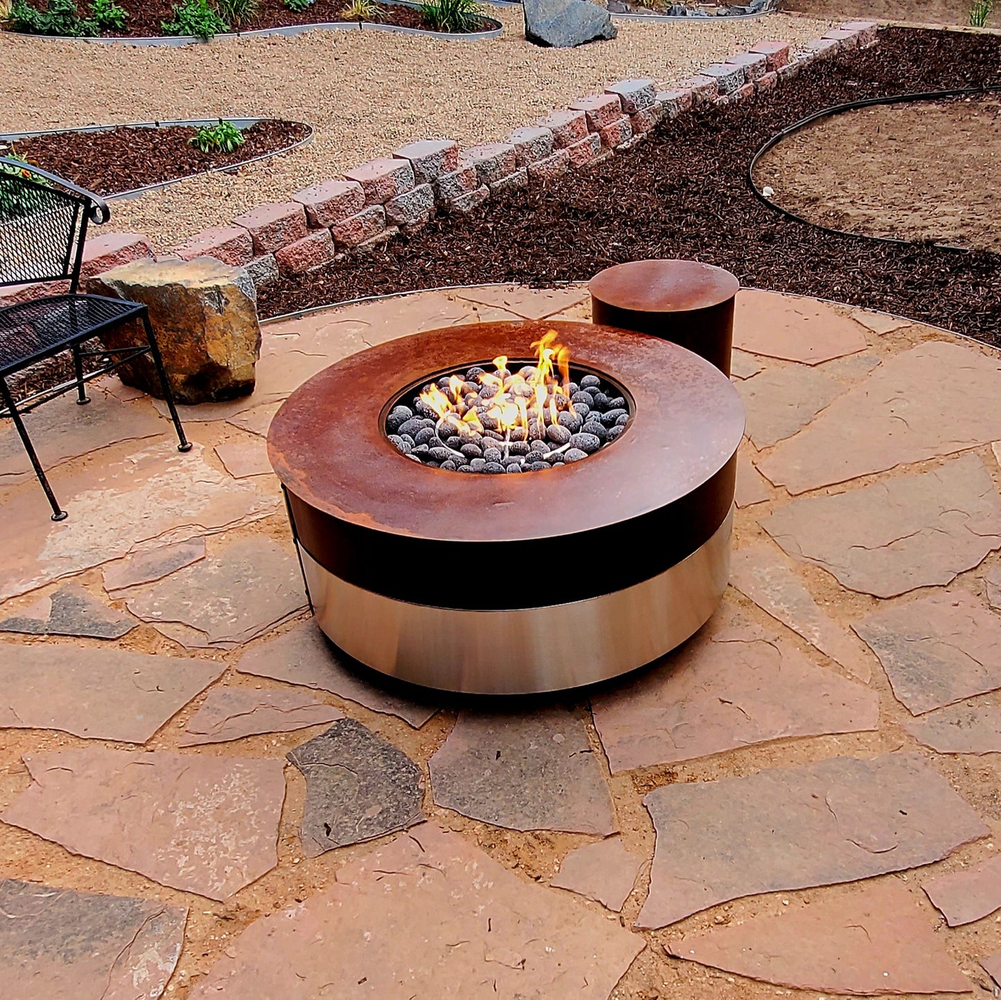 36in Firepit ( Oxidized Steel & Stainless Steel )